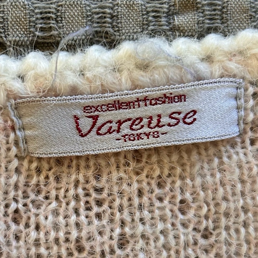 Vareuse Tokyo Angora Wool Blend Button Front Cardigan Sweater Ivory Pink Size M - Picture 6 of 10